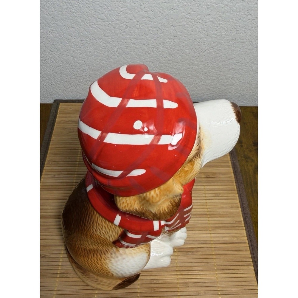 Sleigh Bell Bistro Dog Cookie Treat Jar Beagle Christmas Holiday Decoration - Picture 8 of 10